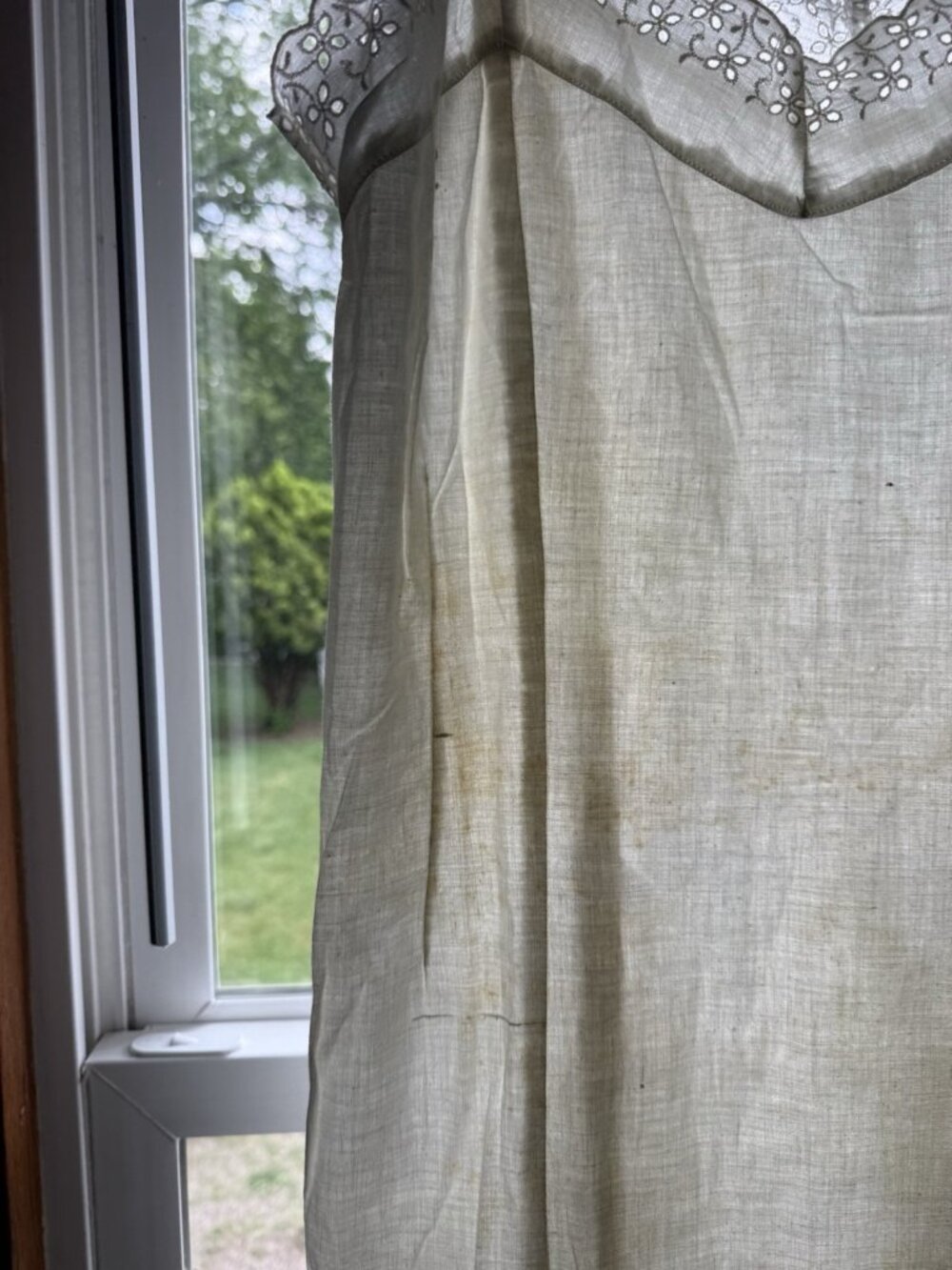 Vintage Antique Victorian White Cotton Tiered Eyelet Slip Dress Gown White - Picture 2 of 11